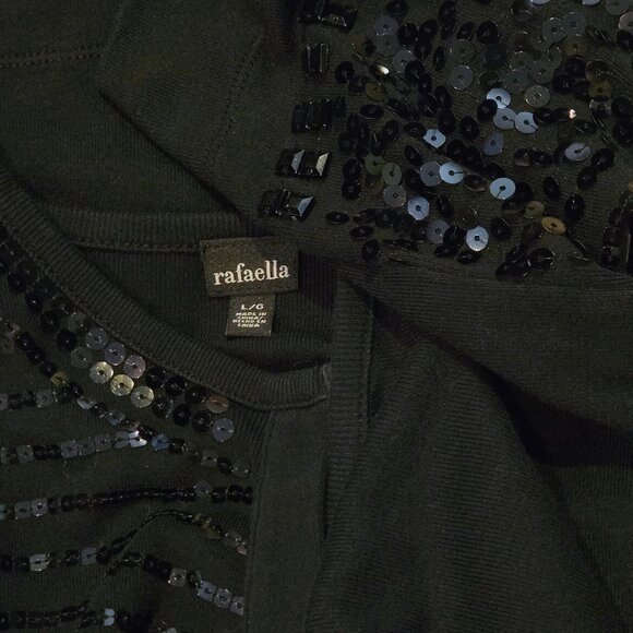 RAFAELLA, Black sequin detail 3/4 sleeve cardigan - Picture 10 of 10